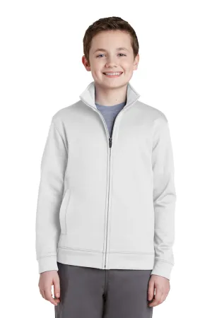 Sport-Tek Youth Sport-Wick Moisture Wicking Fleece Full Zip Sweatshirt w/ Pockets - White