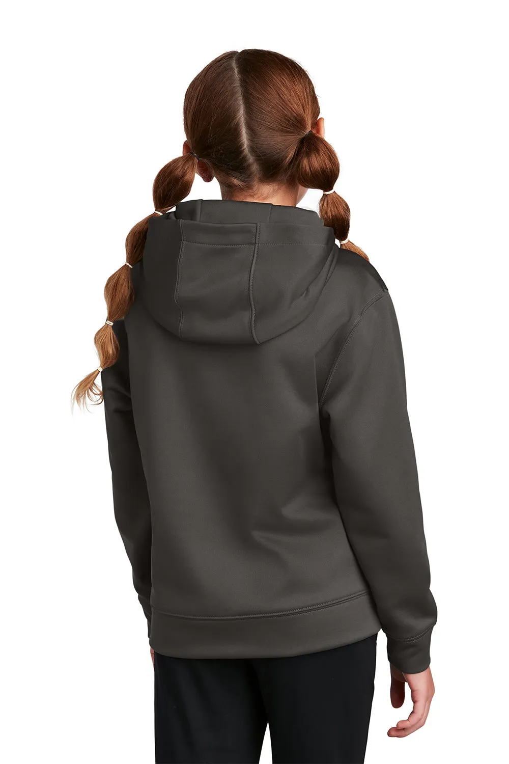 Sport-Tek Youth Sport-Wick Moisture Wicking Fleece Hooded Sweatshirt Hoodie w/ Pouch Pocket - Iron Grey