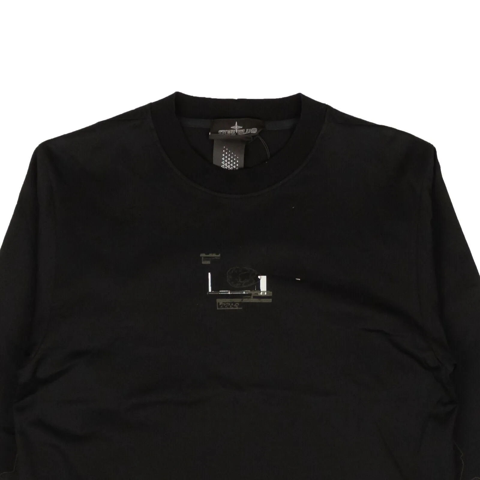 Stone Island Graphic Print Ls Shirt - Black