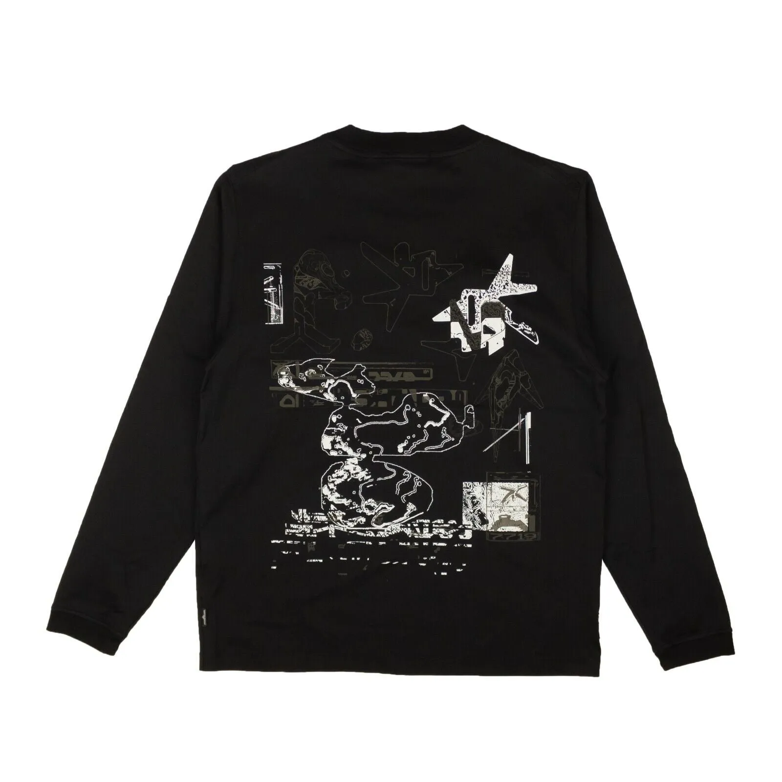 Stone Island Graphic Print Ls Shirt - Black