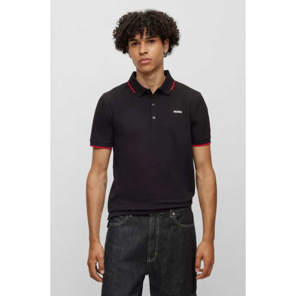 Stretch-cotton slim-fit polo shirt with printed logo