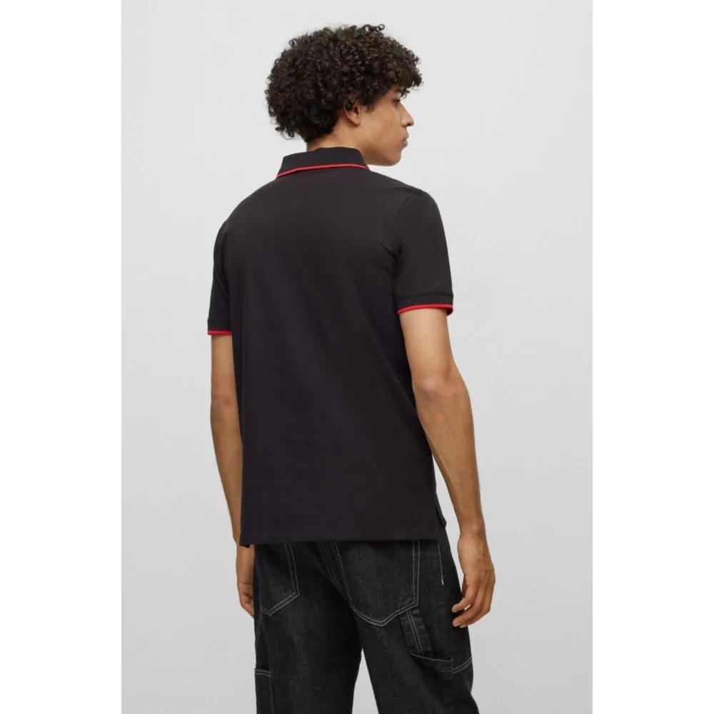 Stretch-cotton slim-fit polo shirt with printed logo