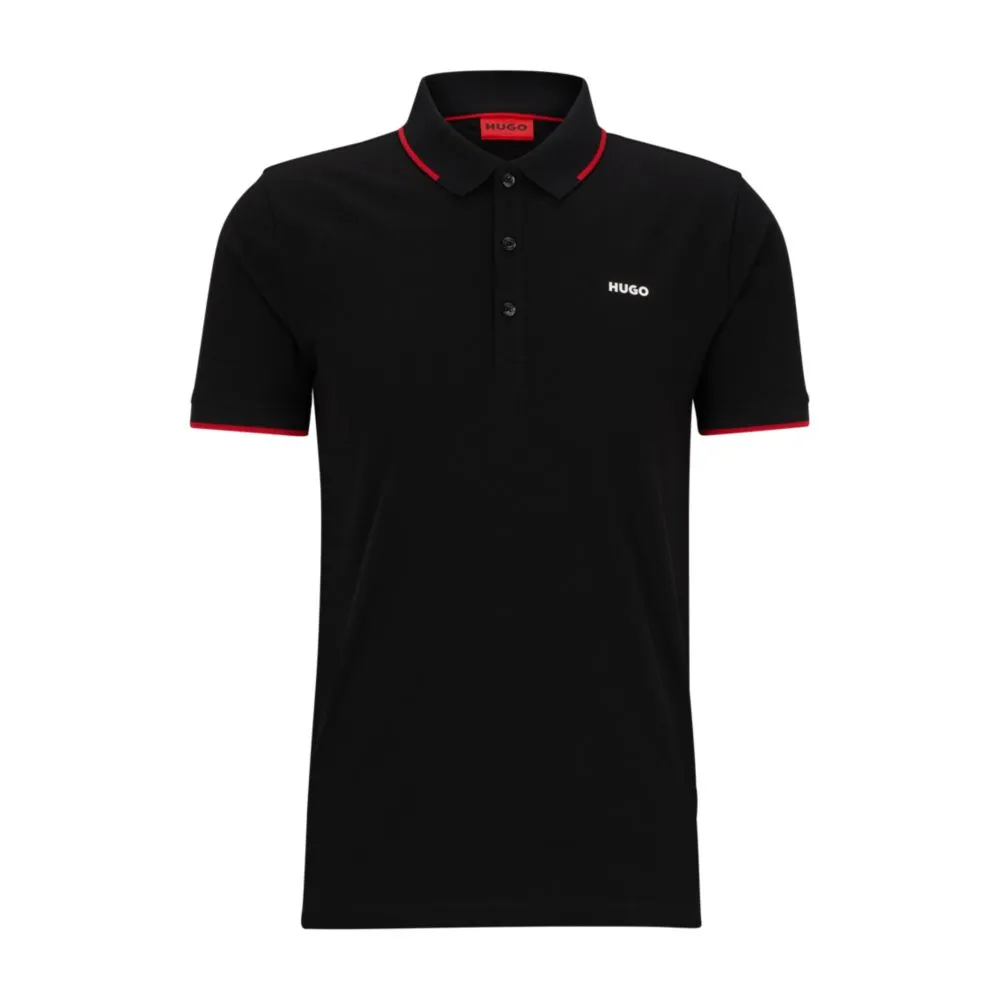 Stretch-cotton slim-fit polo shirt with printed logo