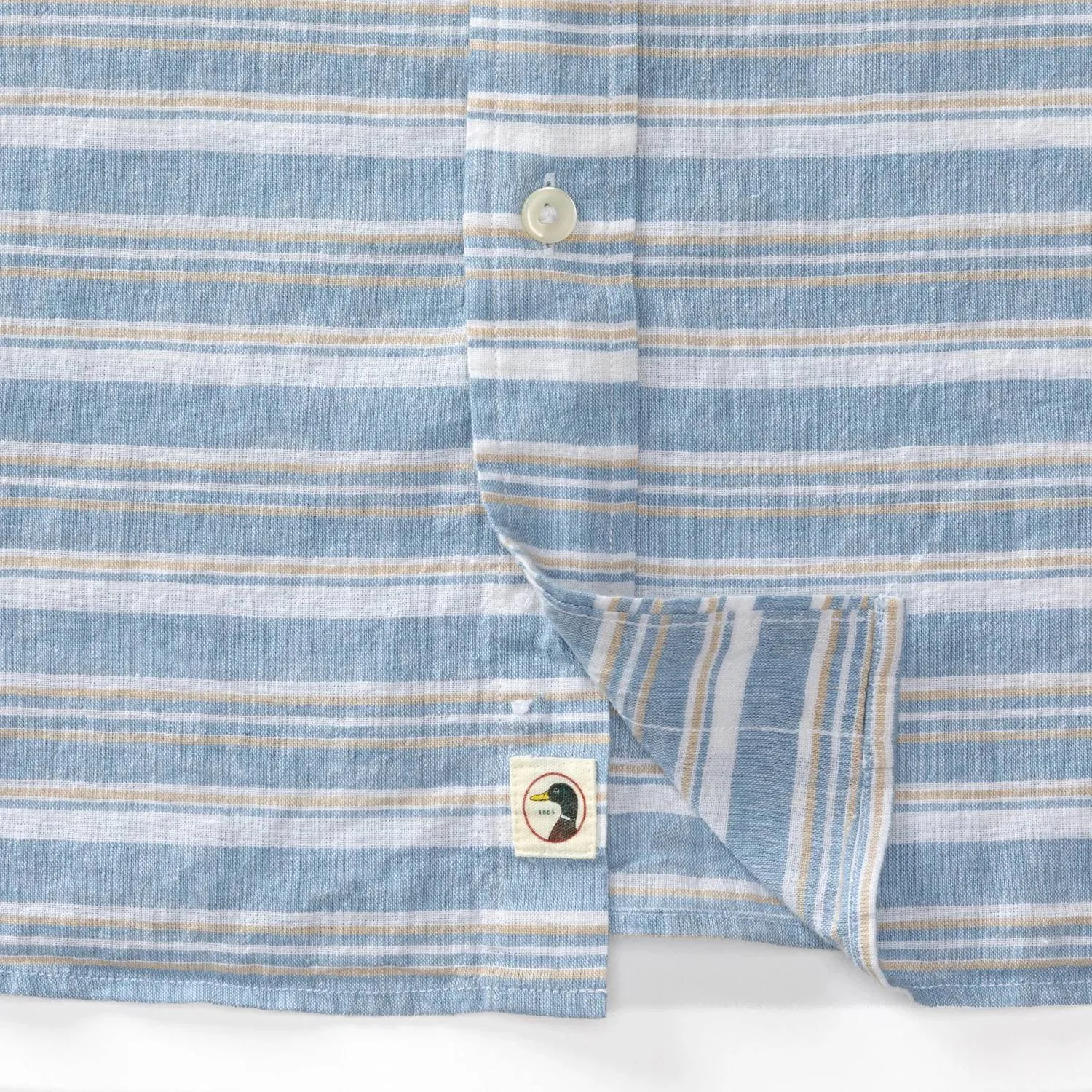Striped Linen Cotton Shirt In Lure Blue