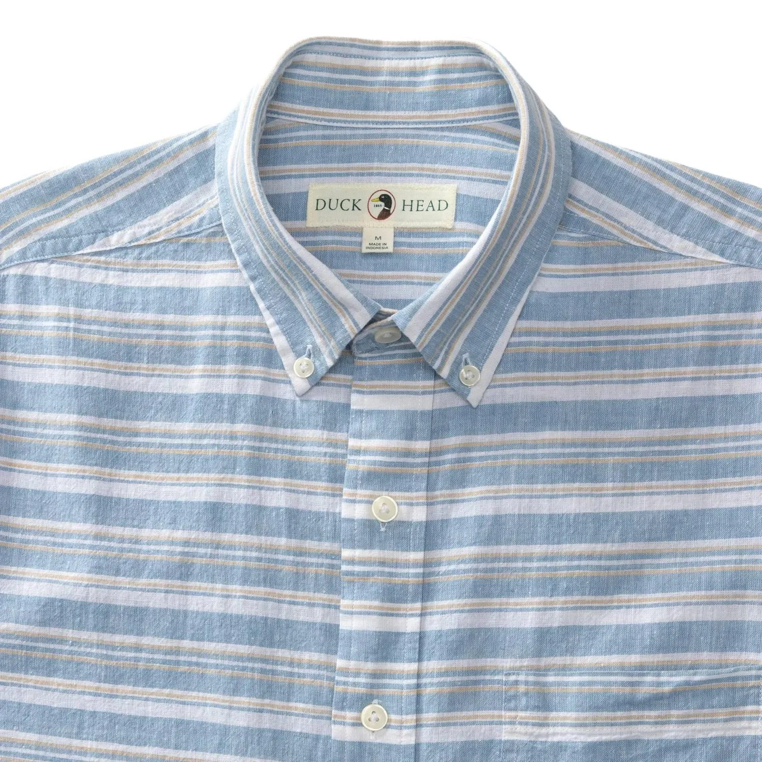 Striped Linen Cotton Shirt In Lure Blue