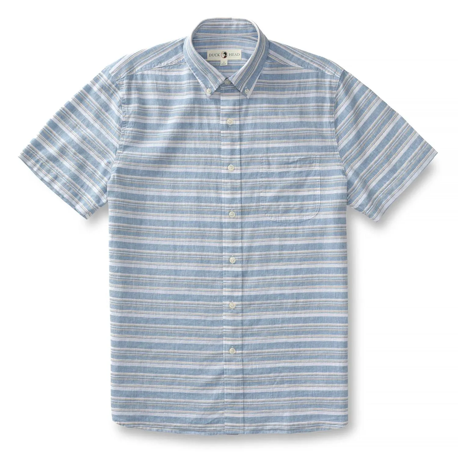 Striped Linen Cotton Shirt In Lure Blue