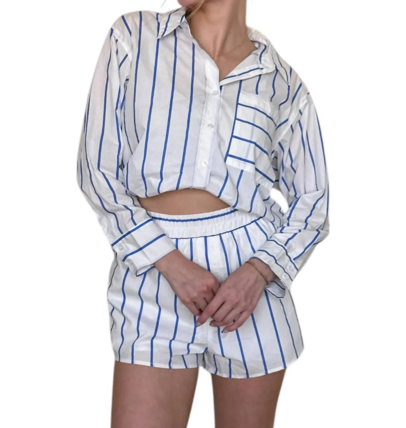 Striped Matching Set In Breezy Blue