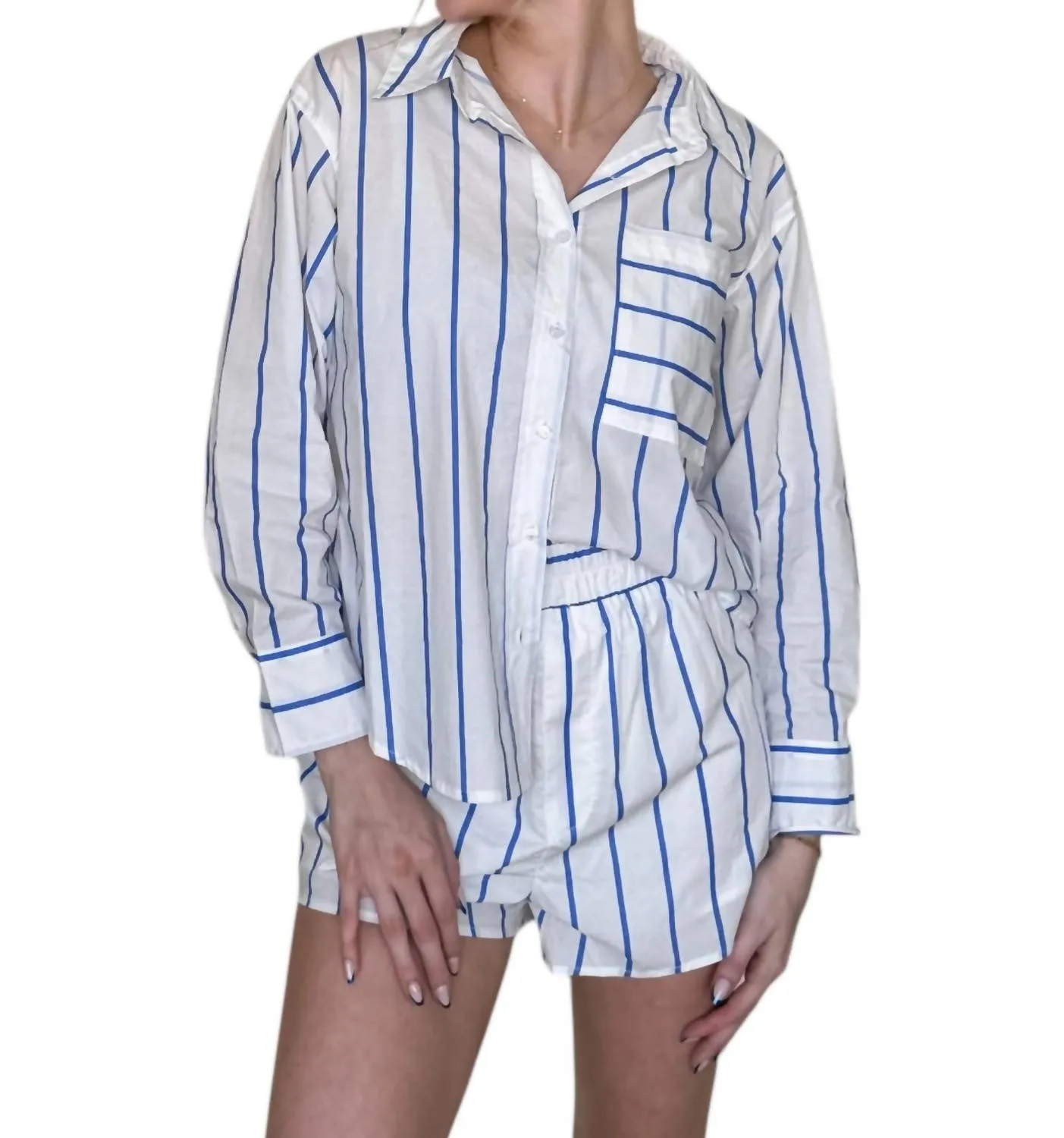 Striped Matching Set In Breezy Blue