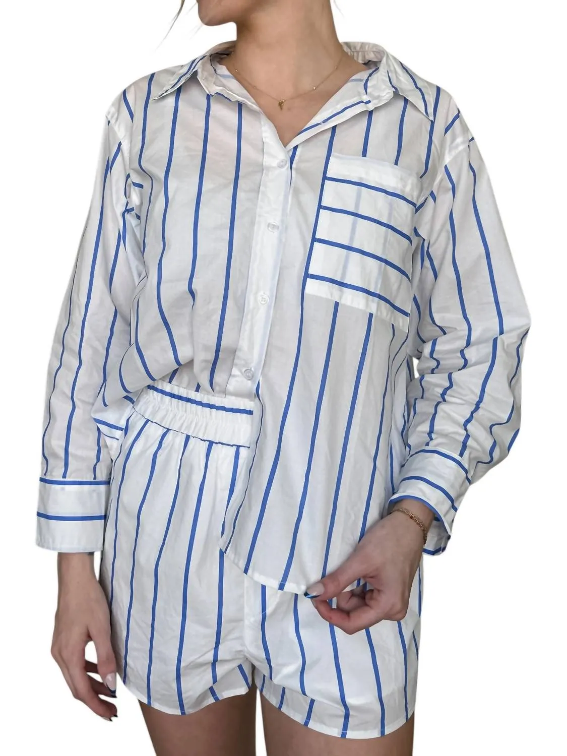 Striped Matching Set In Breezy Blue