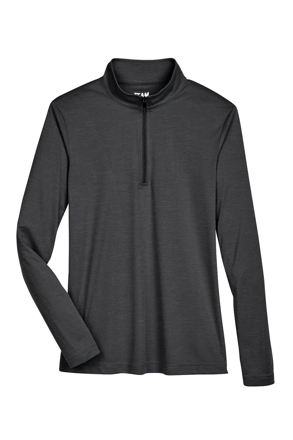 Team 365 Womens Zone Sonic Performance Moisture Wicking 1/4 Zip Sweatshirt - Heather Black