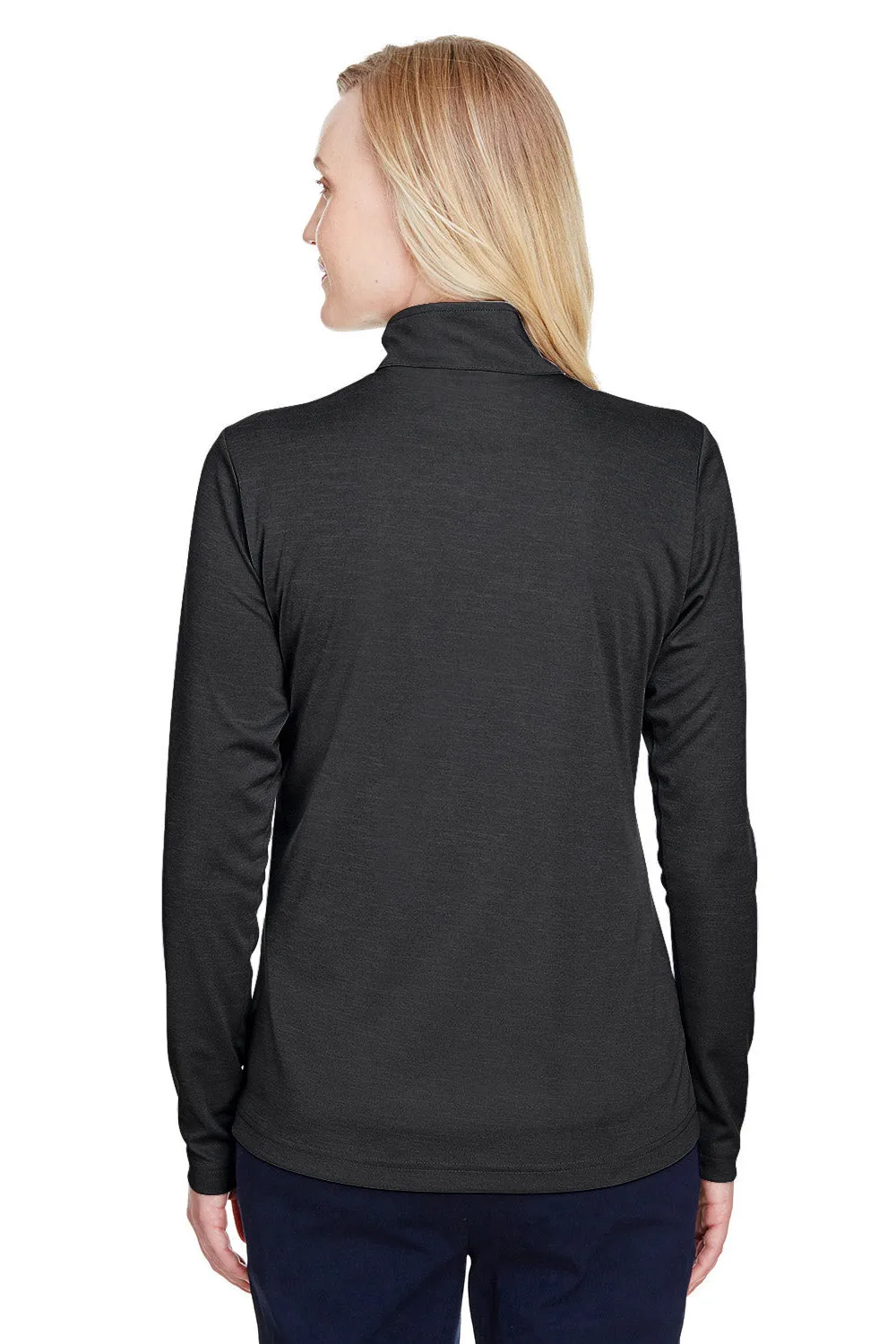 Team 365 Womens Zone Sonic Performance Moisture Wicking 1/4 Zip Sweatshirt - Heather Black