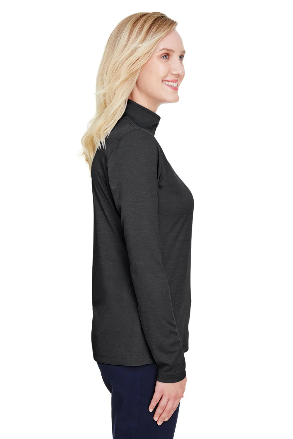Team 365 Womens Zone Sonic Performance Moisture Wicking 1/4 Zip Sweatshirt - Heather Black