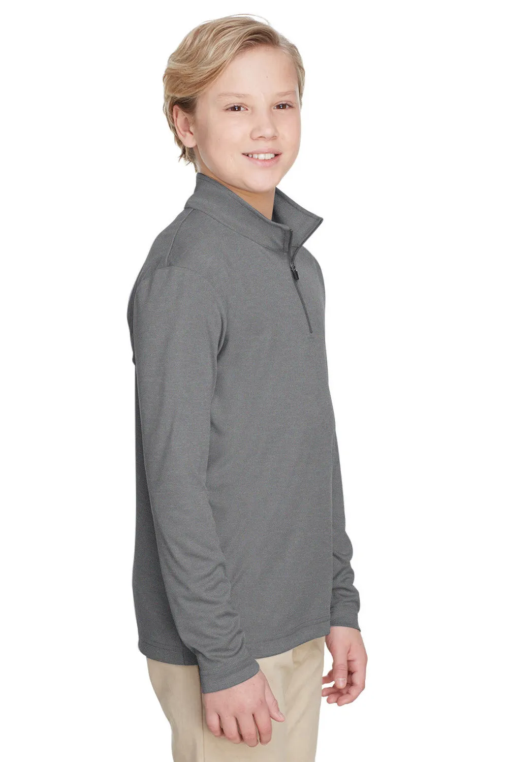 Team 365 Youth Zone Sonic Performance Moisture Wicking 1/4 Zip Sweatshirt - Heather Dark Grey