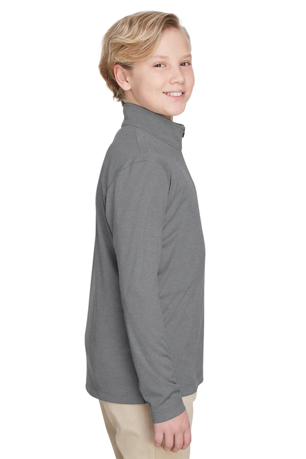 Team 365 Youth Zone Sonic Performance Moisture Wicking 1/4 Zip Sweatshirt - Heather Dark Grey