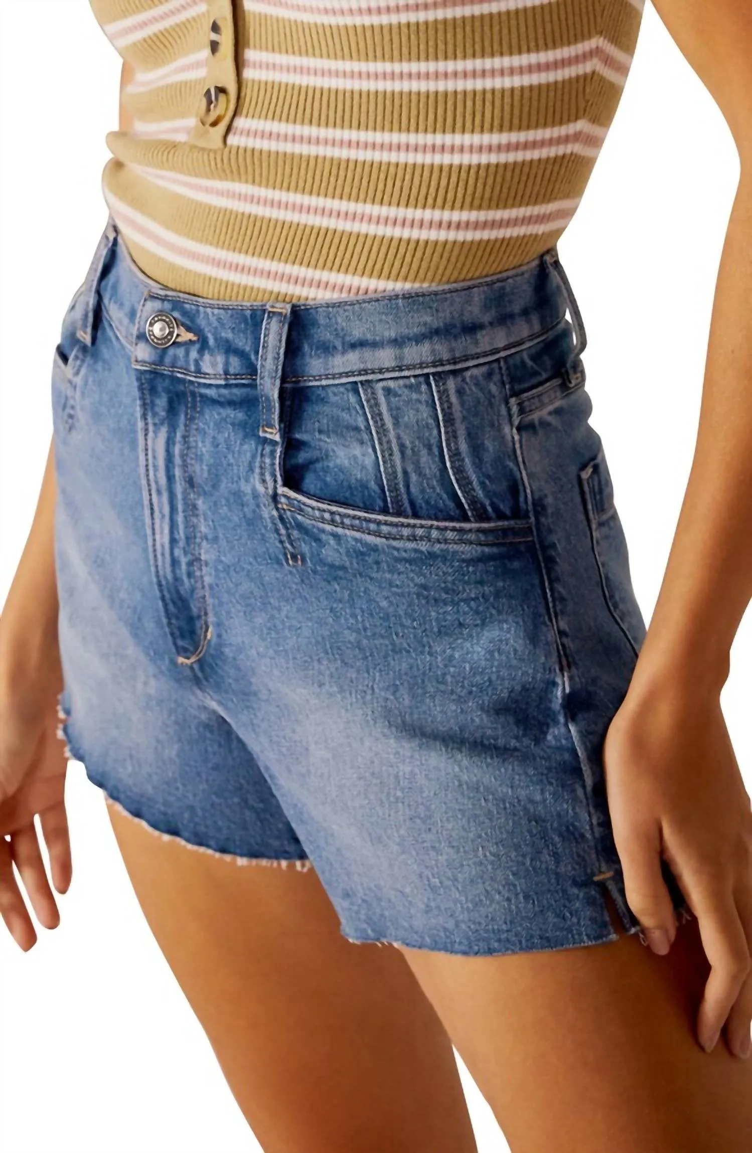 The Jordie Super High Waist Denim Shorts In Blue