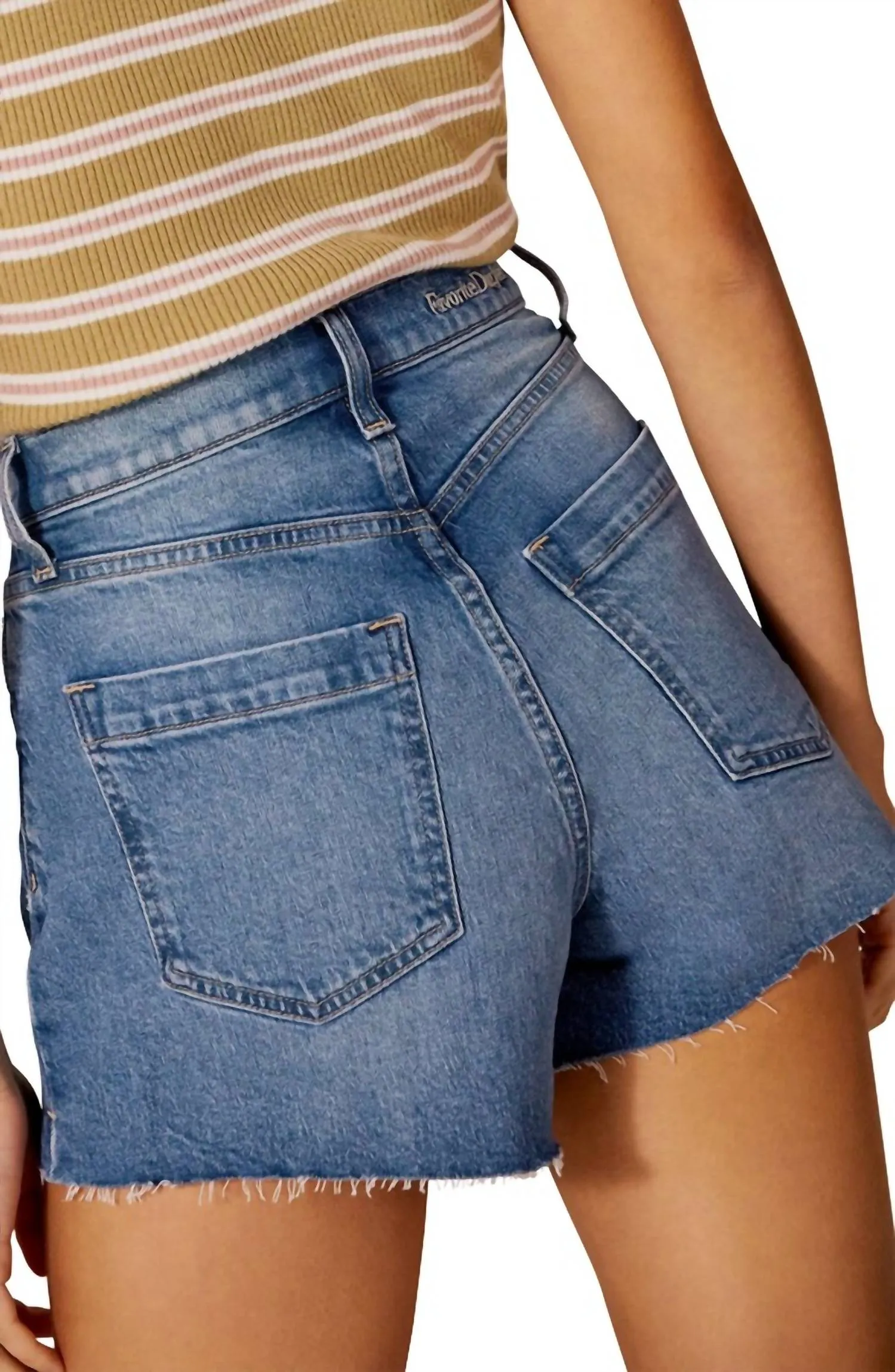The Jordie Super High Waist Denim Shorts In Blue