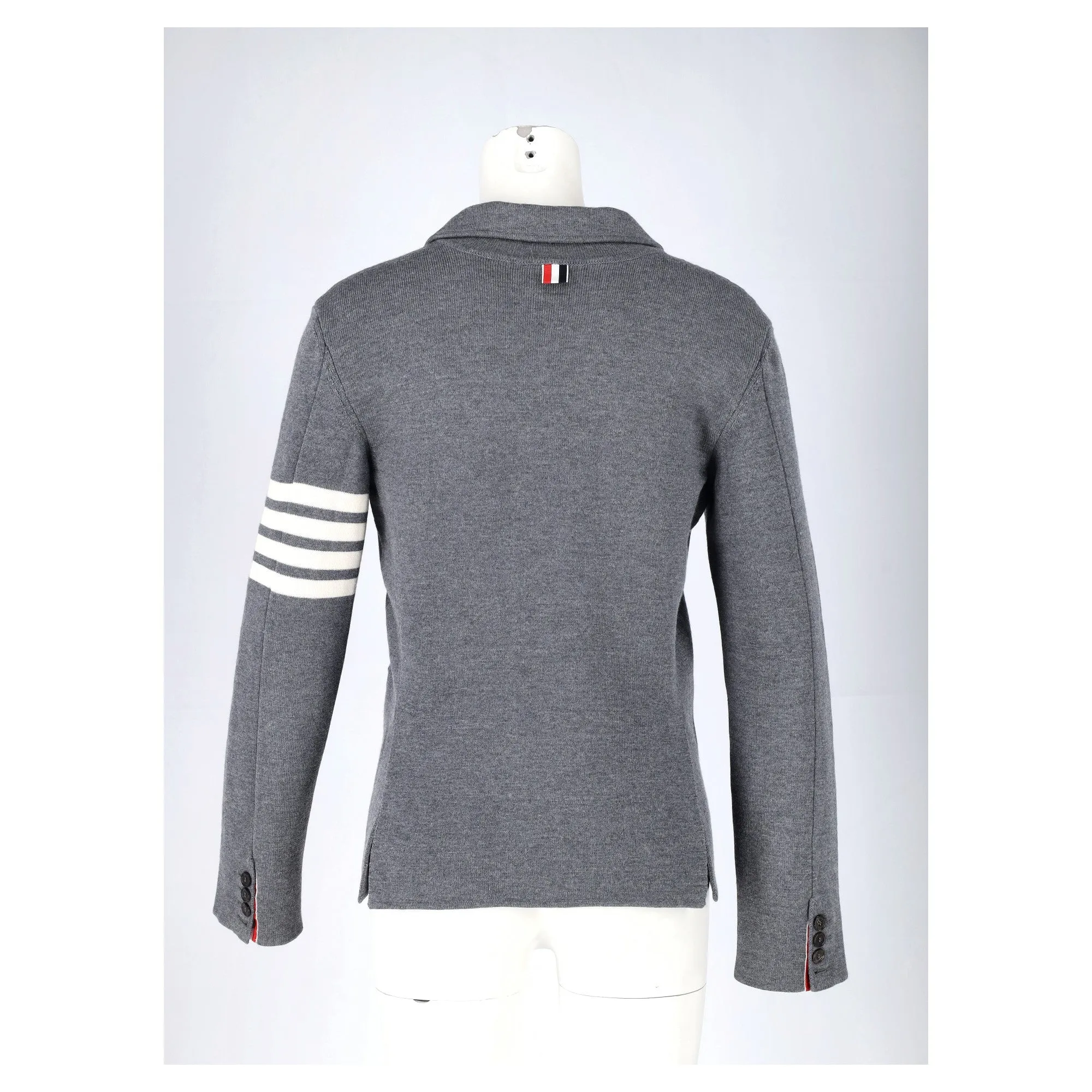 Thom Browne 4-Bar Knit Blazer in Grey Wool