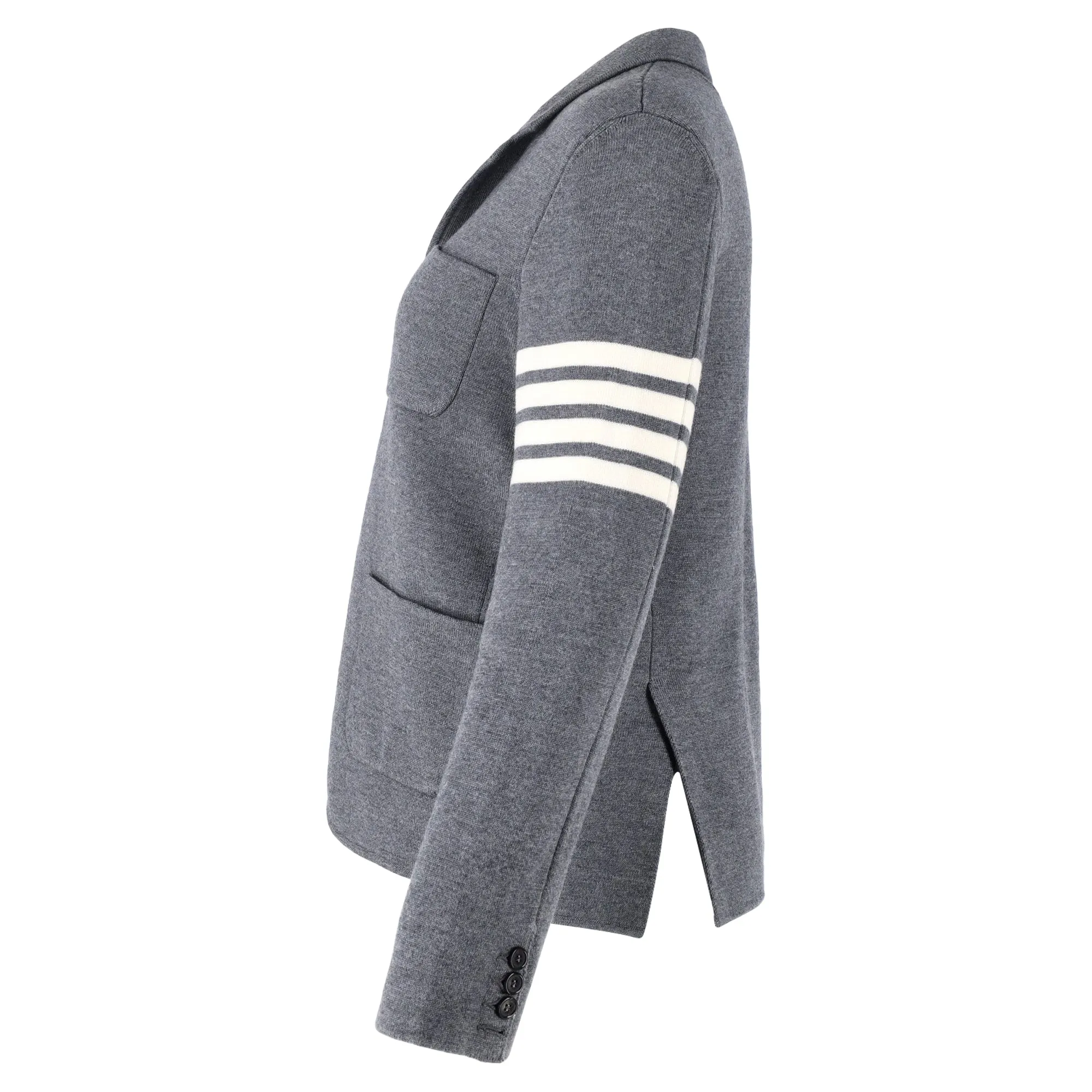 Thom Browne 4-Bar Knit Blazer in Grey Wool