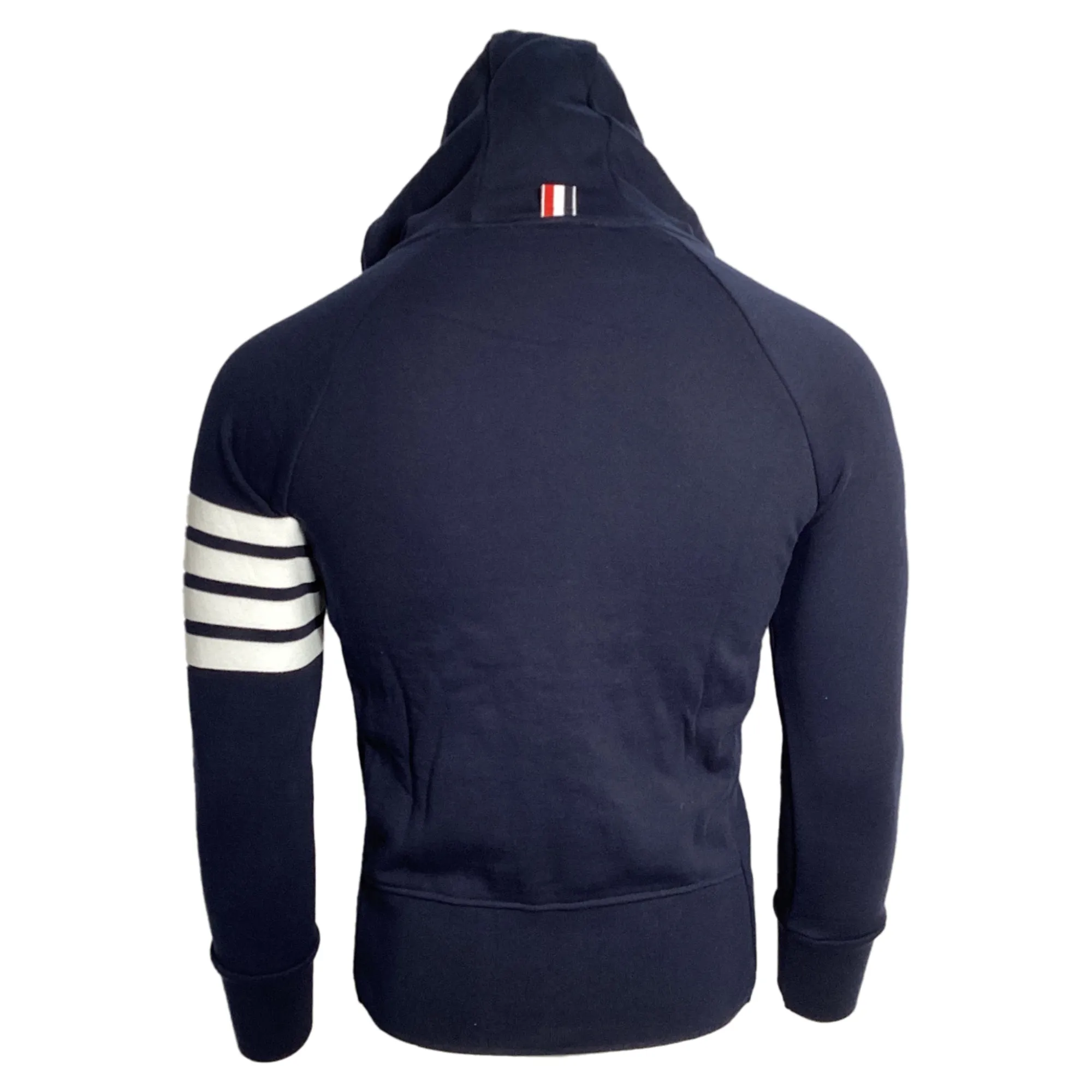 Thom Browne 4-Bar Loopback Zip Hoodie in Navy Cotton