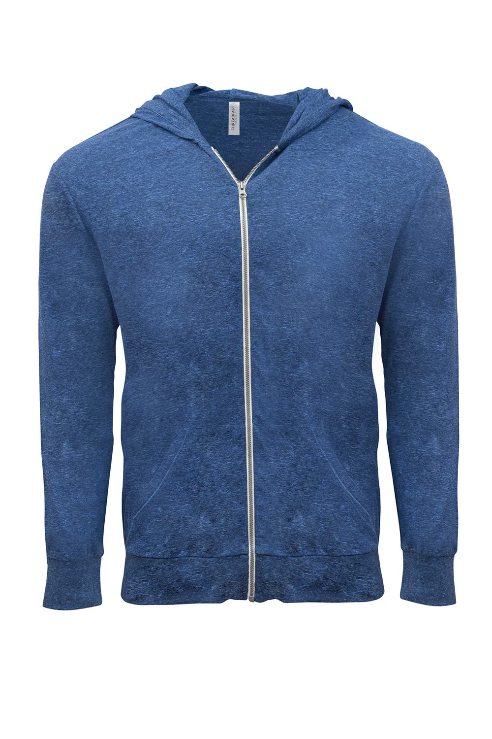 Threadfast Apparel Mens Full Zip Hooded Sweatshirt Hoodie w/ Pockets - Royal Black