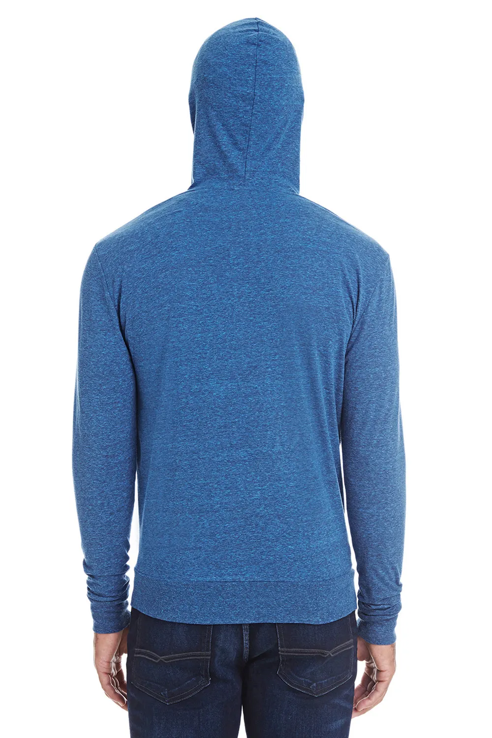 Threadfast Apparel Mens Full Zip Hooded Sweatshirt Hoodie w/ Pockets - Royal Black