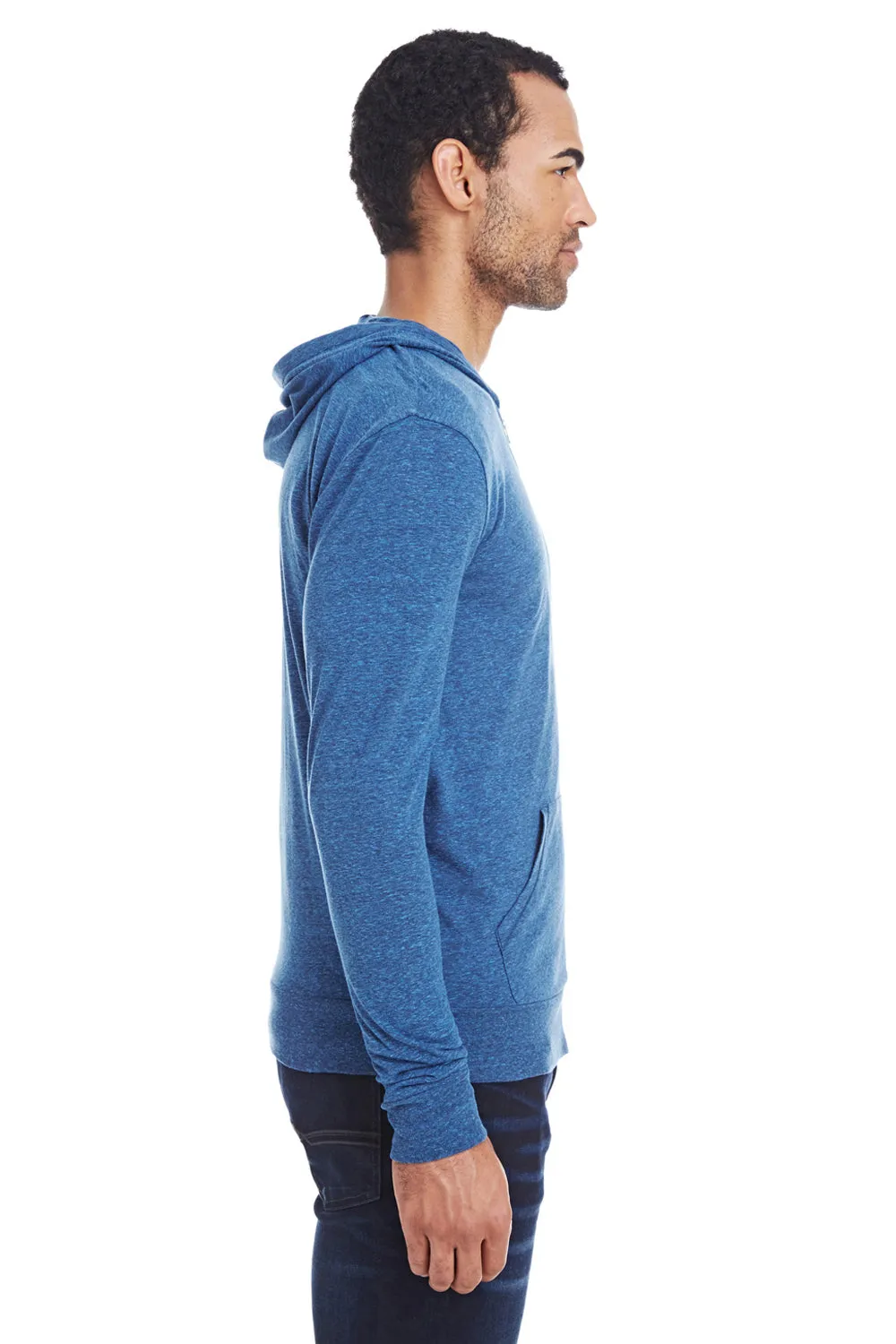 Threadfast Apparel Mens Full Zip Hooded Sweatshirt Hoodie w/ Pockets - Royal Black