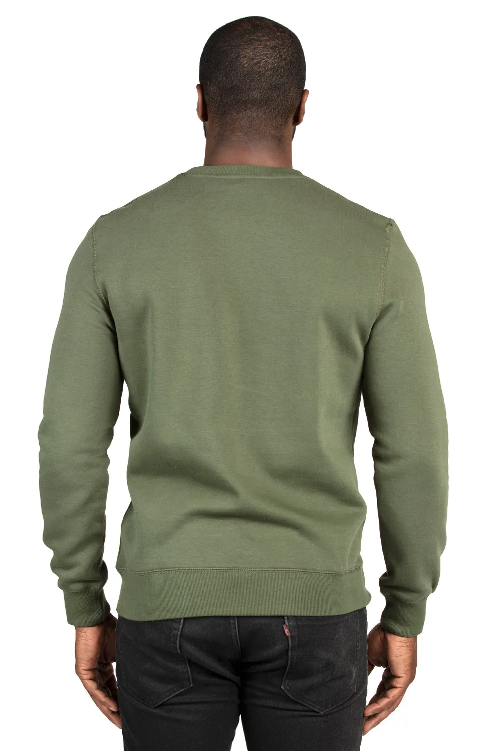 Threadfast Apparel Mens Ultimate Fleece Crewneck Sweatshirt - Army Green