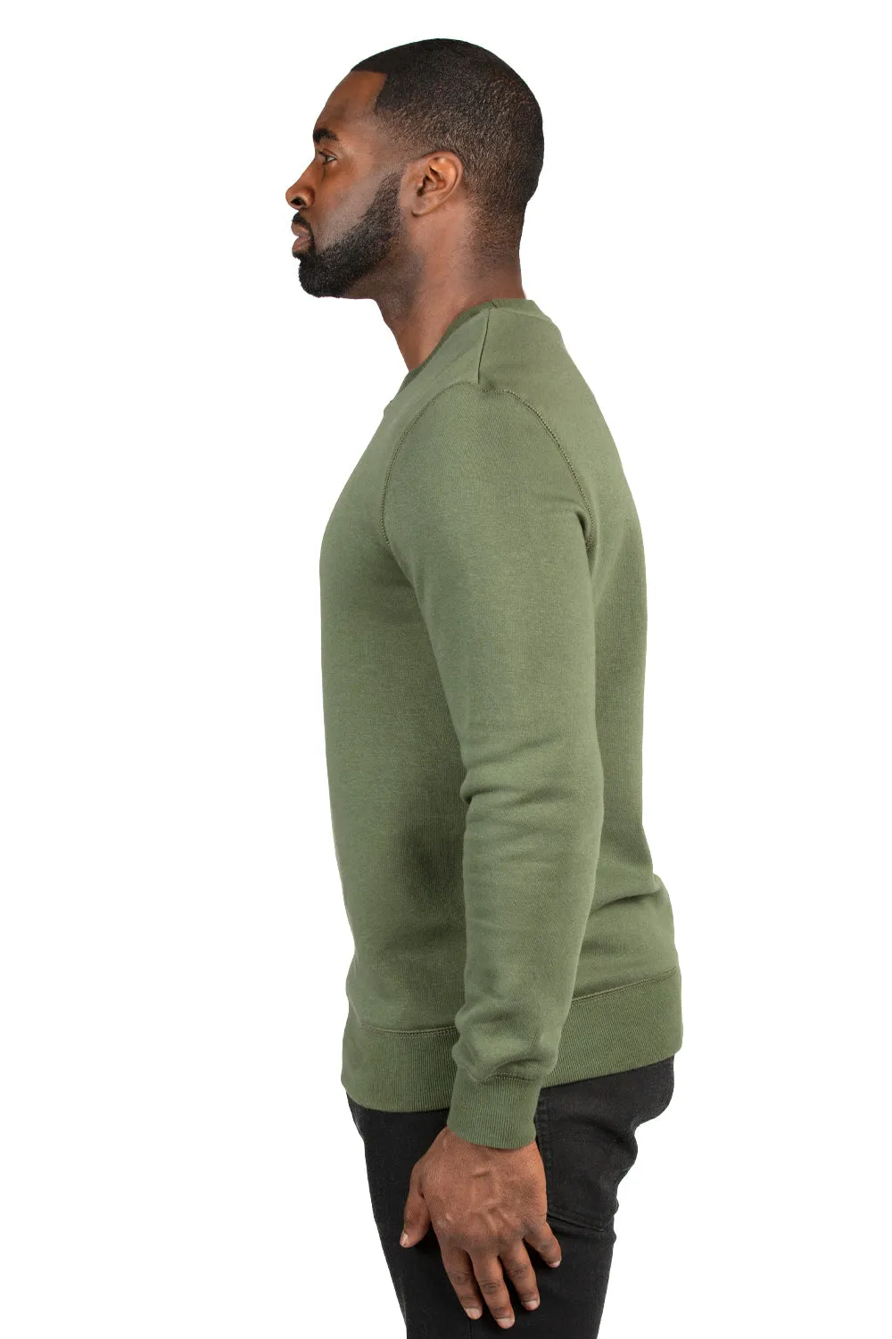 Threadfast Apparel Mens Ultimate Fleece Crewneck Sweatshirt - Army Green