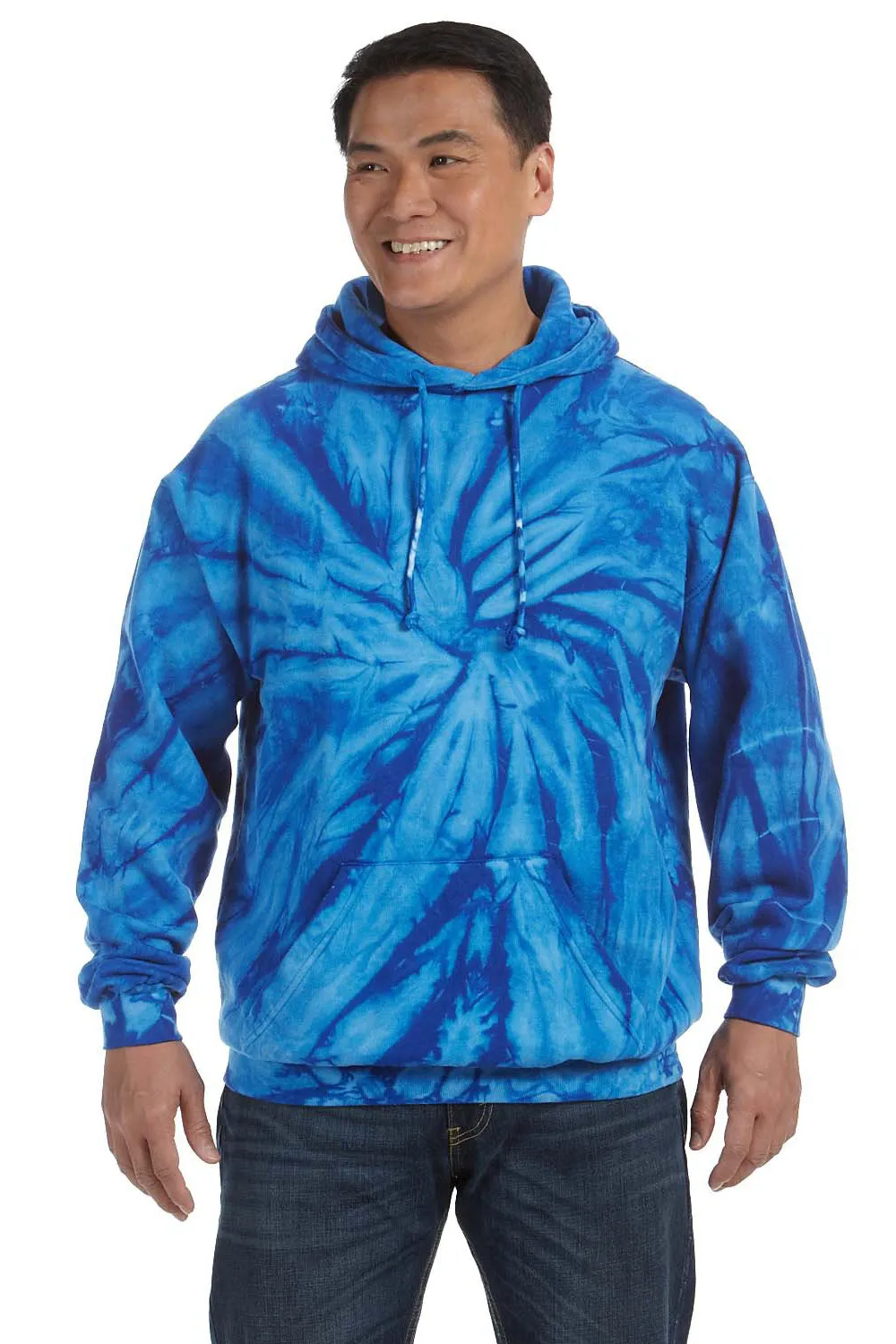 Tie-Dye Mens Hooded Sweatshirt Hoodie w/ Pouch Pocket - Royal Blue