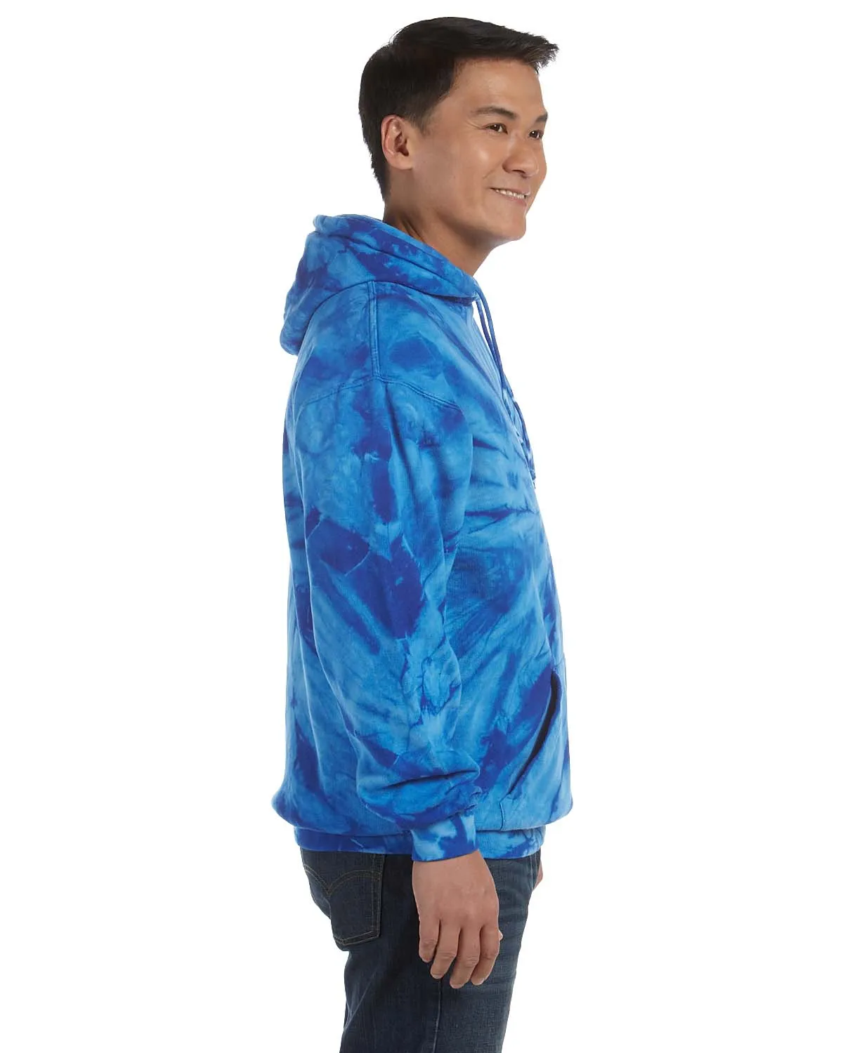 Tie-Dye Mens Hooded Sweatshirt Hoodie w/ Pouch Pocket - Royal Blue