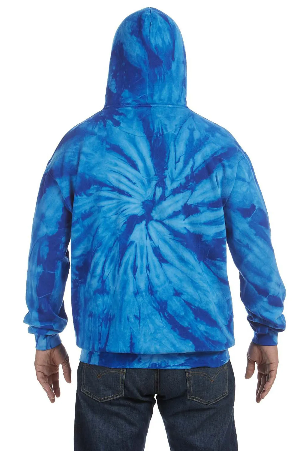 Tie-Dye Mens Hooded Sweatshirt Hoodie w/ Pouch Pocket - Royal Blue