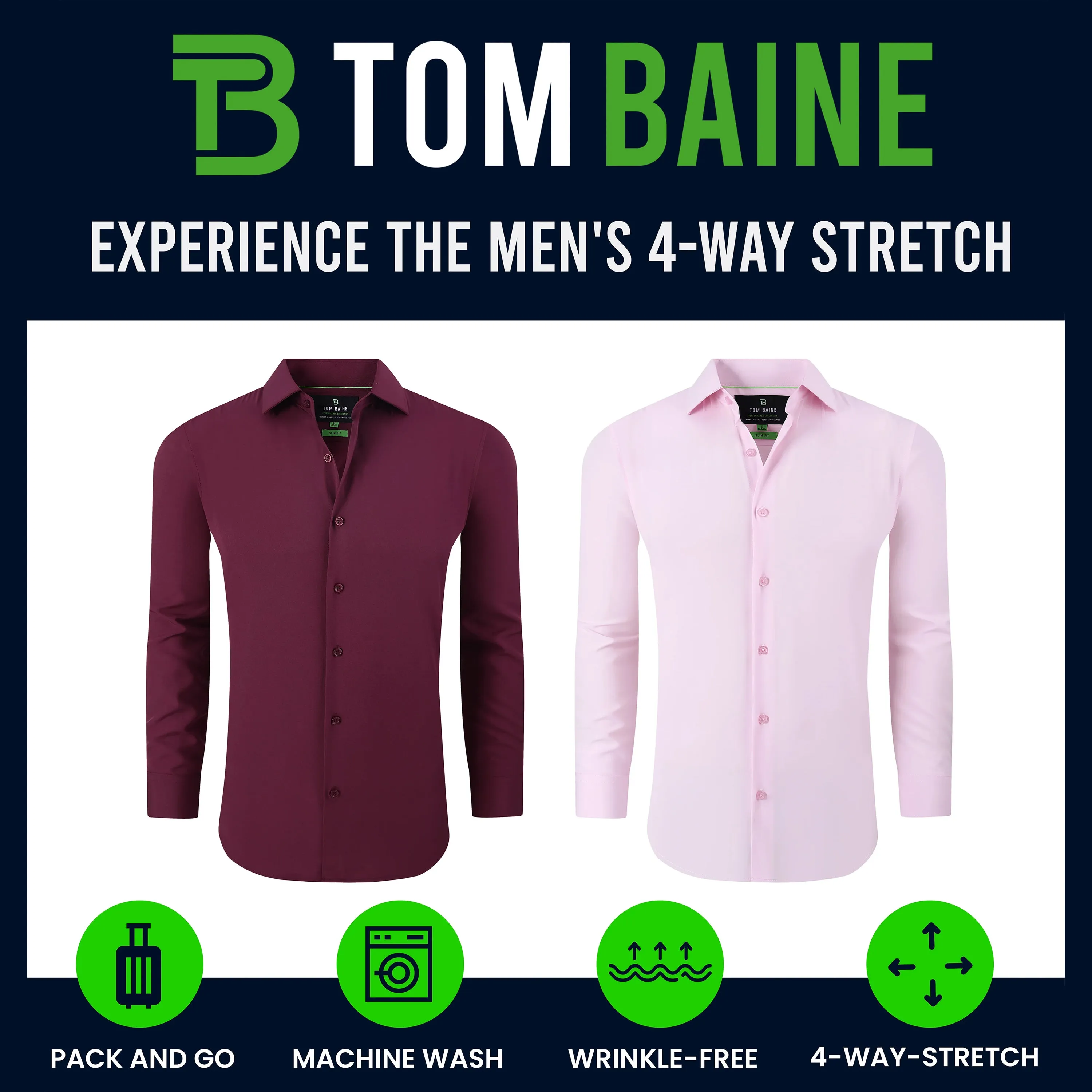 Tom Baine Performance Stretch Solid Button Down