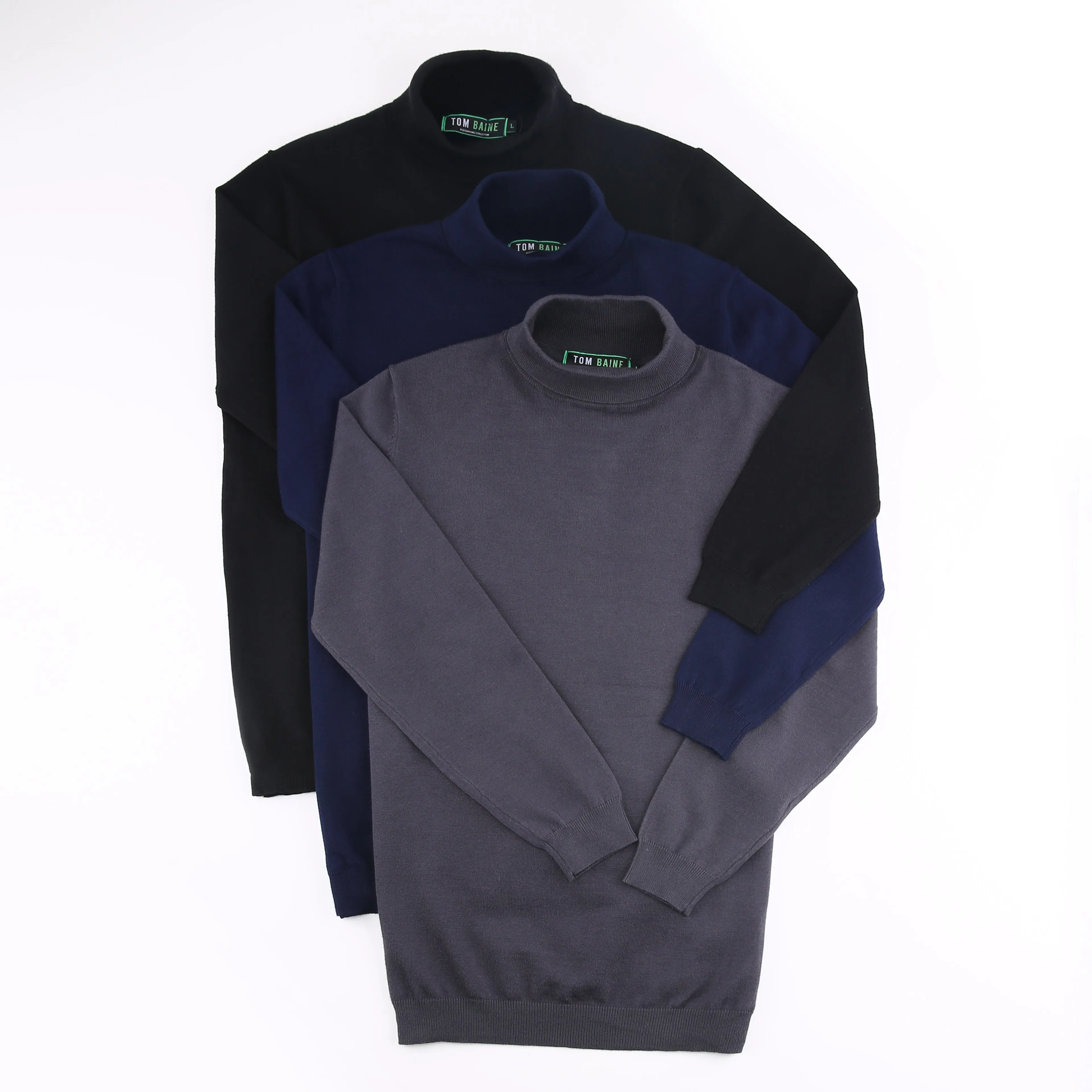 Tom Baine Slim Fit Performance Cotton Turtle Neck