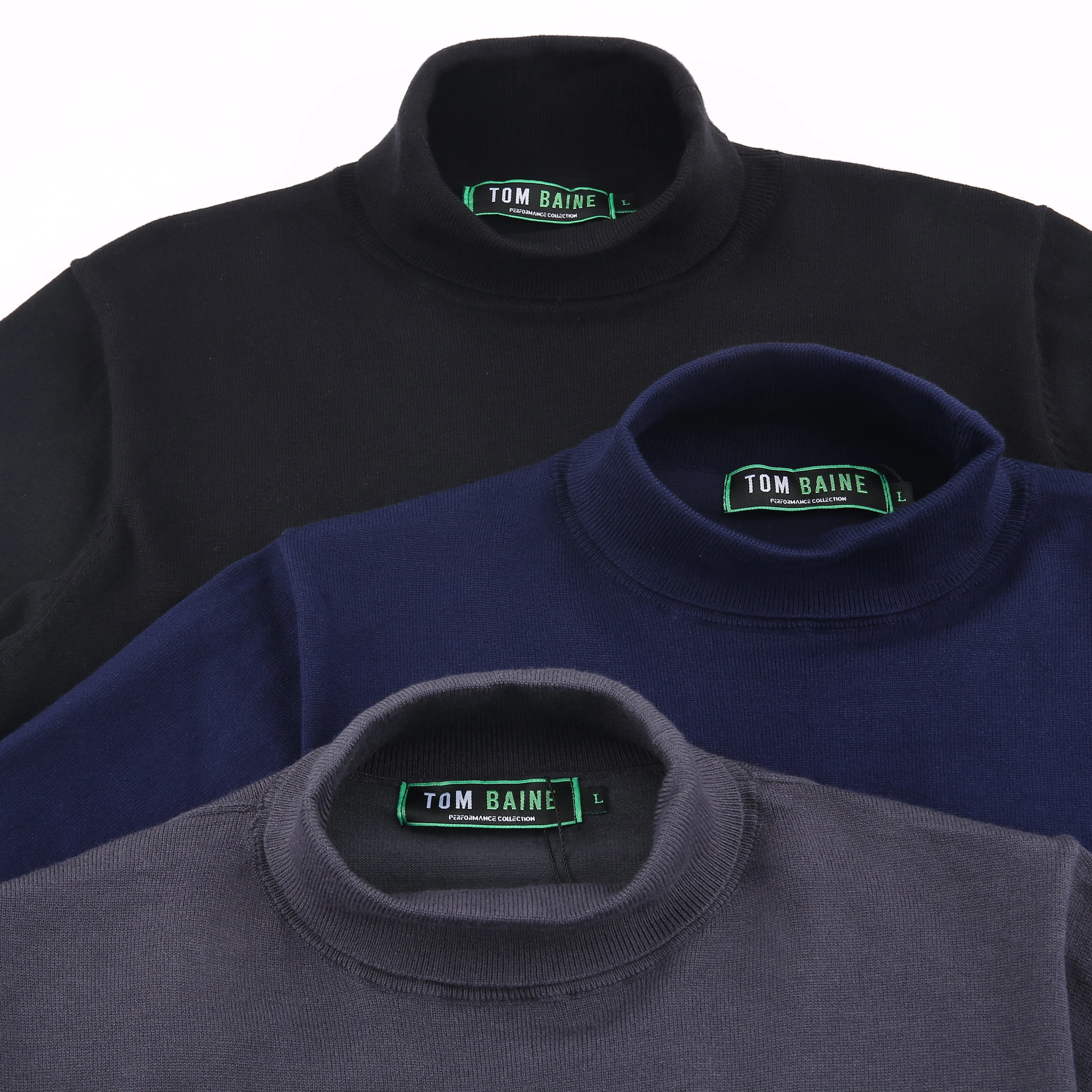 Tom Baine Slim Fit Performance Cotton Turtle Neck