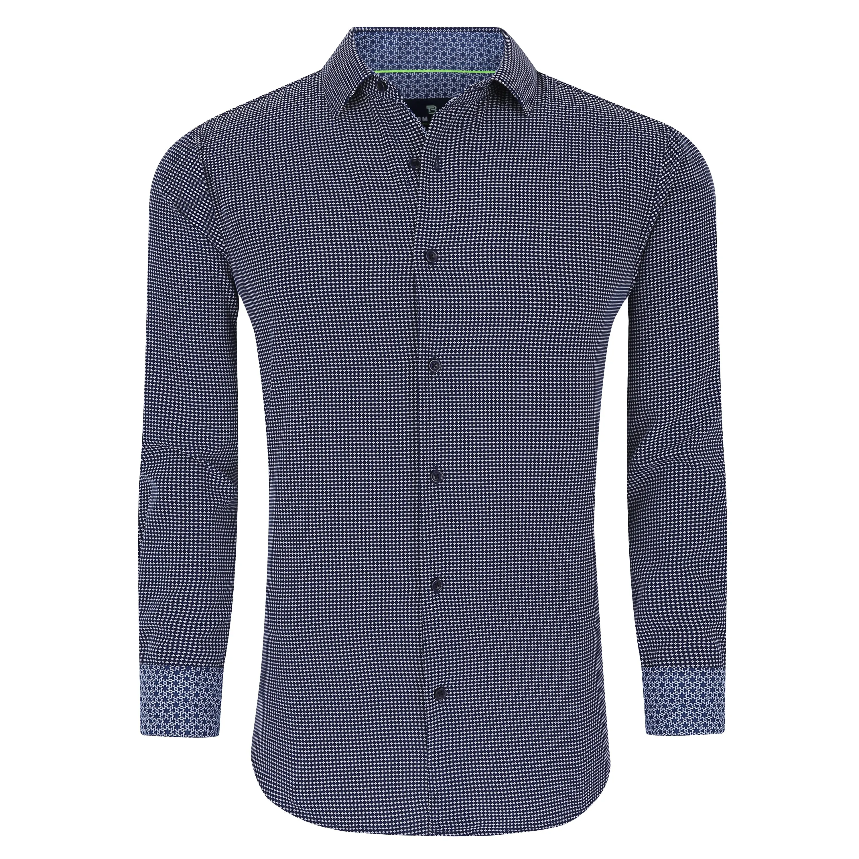 Tom Baine Slim Fit Performance Long Sleeve Geometric Button Down