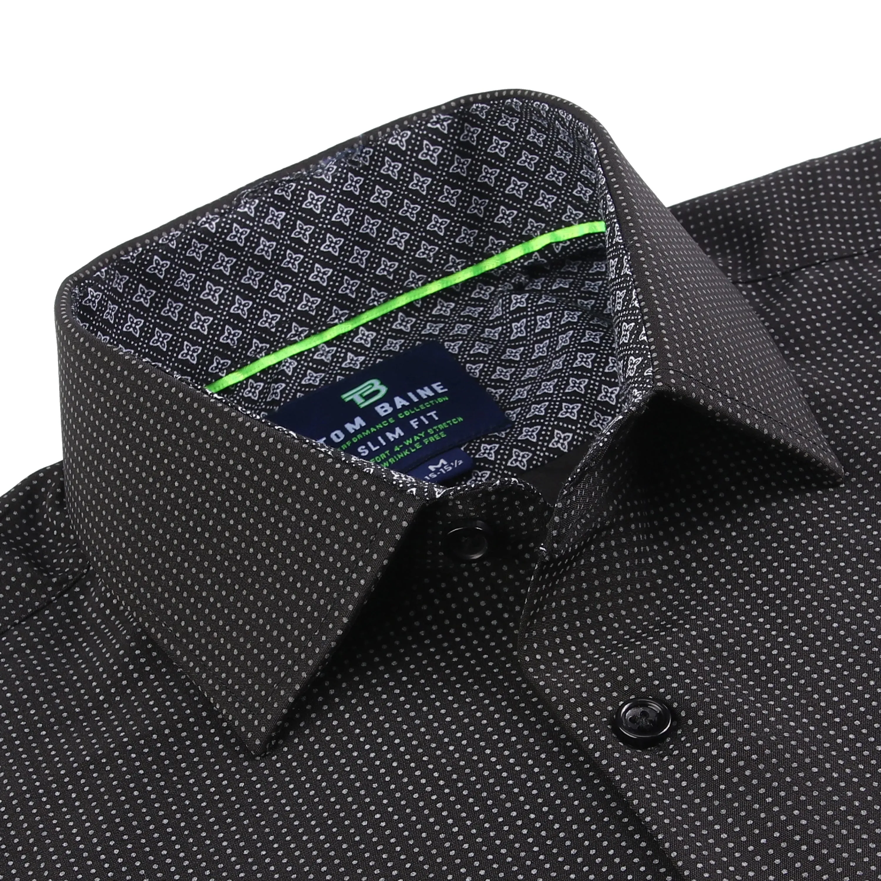 Tom Baine Slim Fit Performance Long Sleeve Geometric Button Down