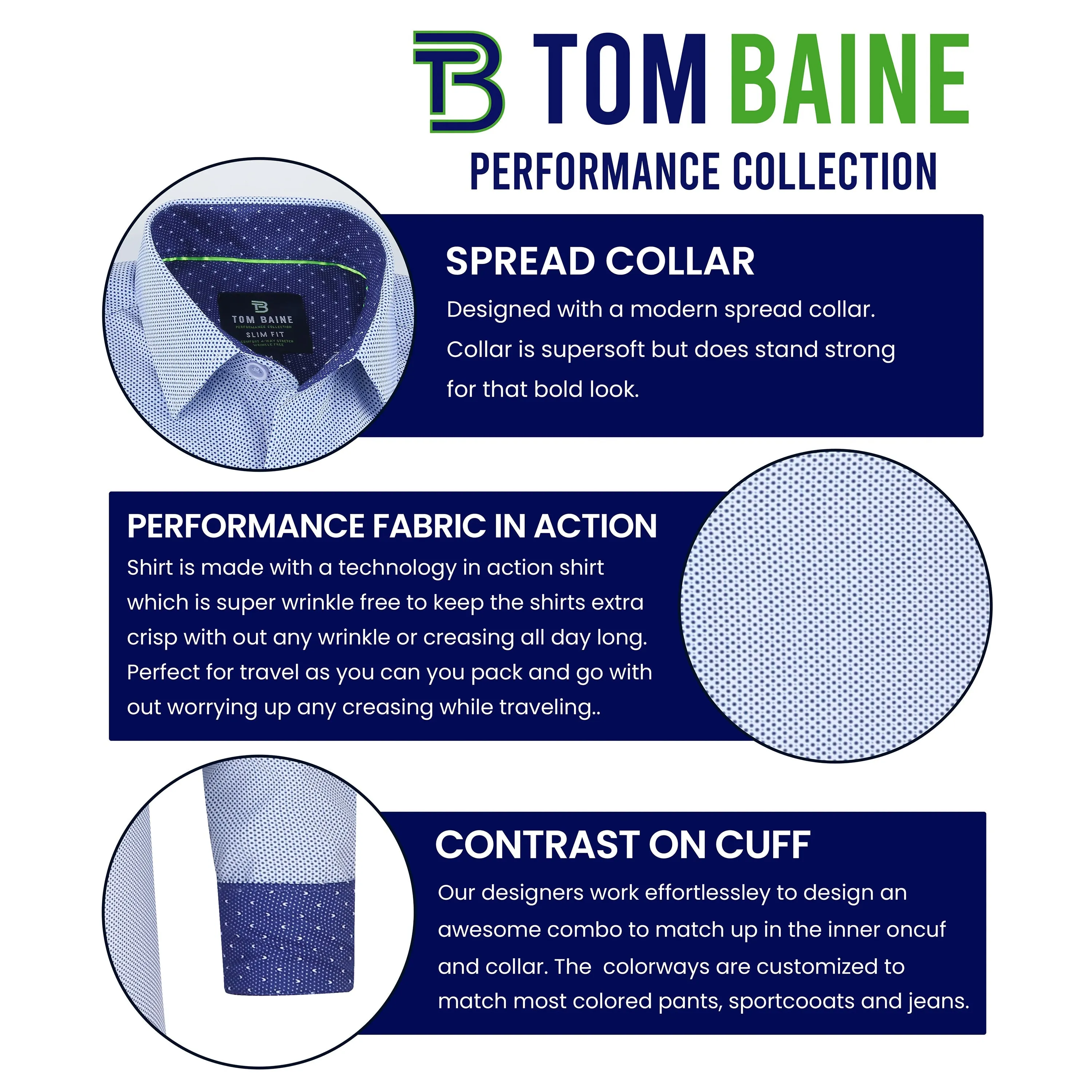 Tom Baine Slim Fit Performance Long Sleeve Geometric Button Down