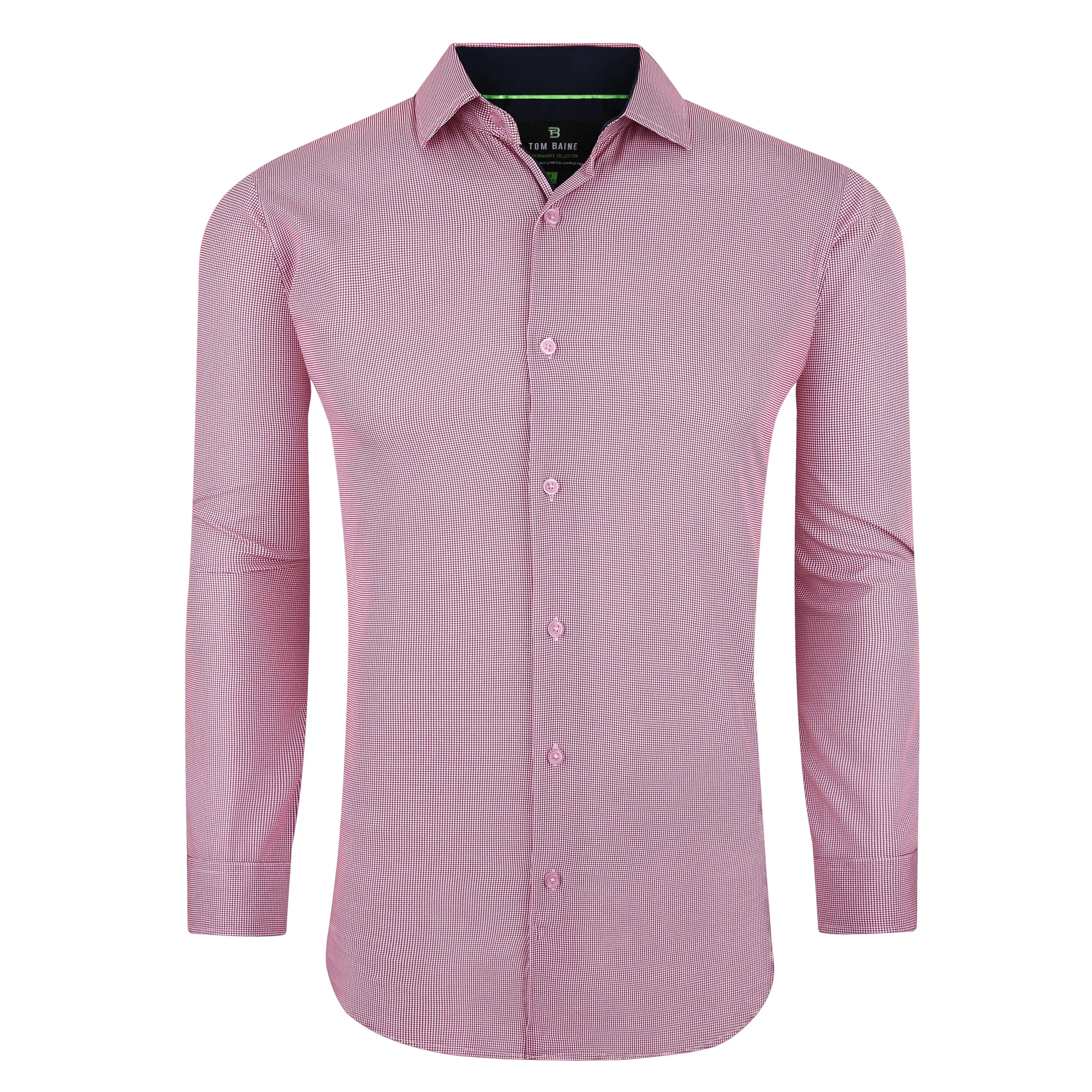 Tom Baine Slim Fit Performance Long Sleeve Mini Plaid Button Down