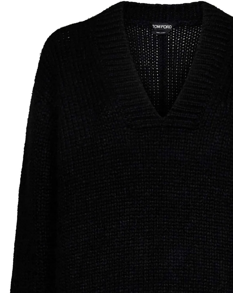 Tom Ford Womens Loose-Fit Pullover in Alpaca Blend In Black