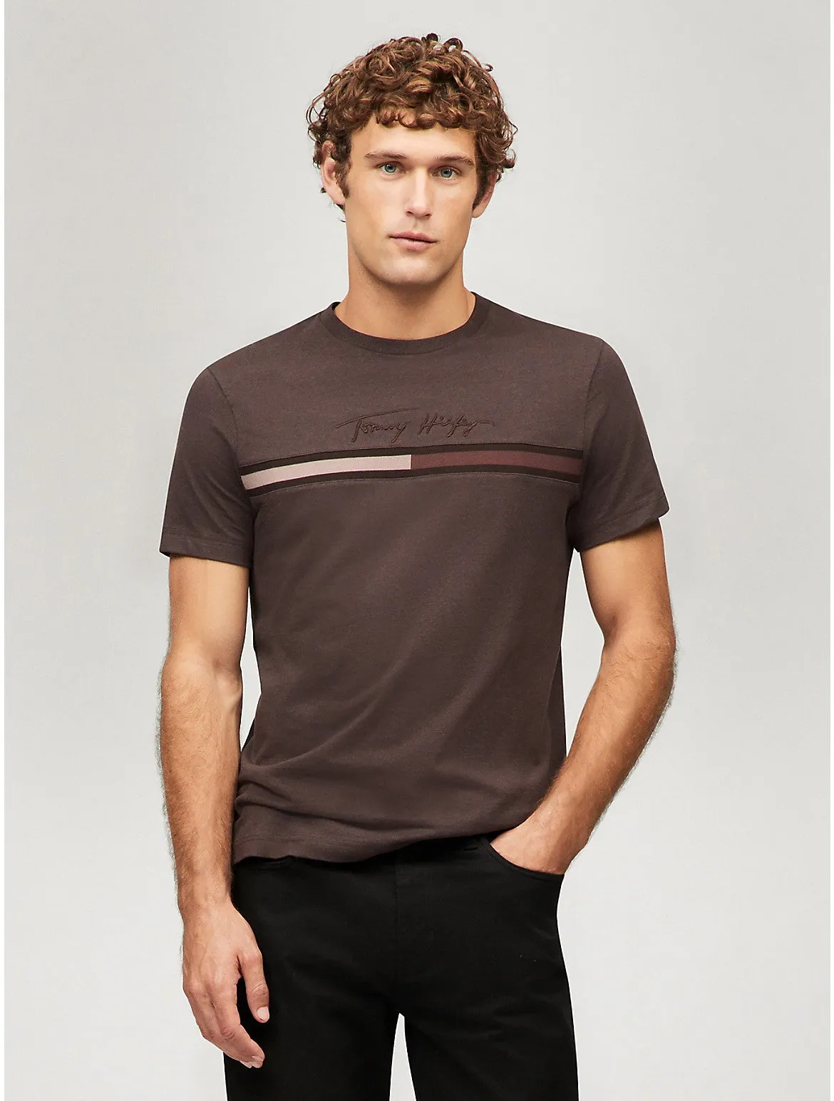 Tommy Hilfiger Men's Tonal Signature Flag Logo T-Shirt