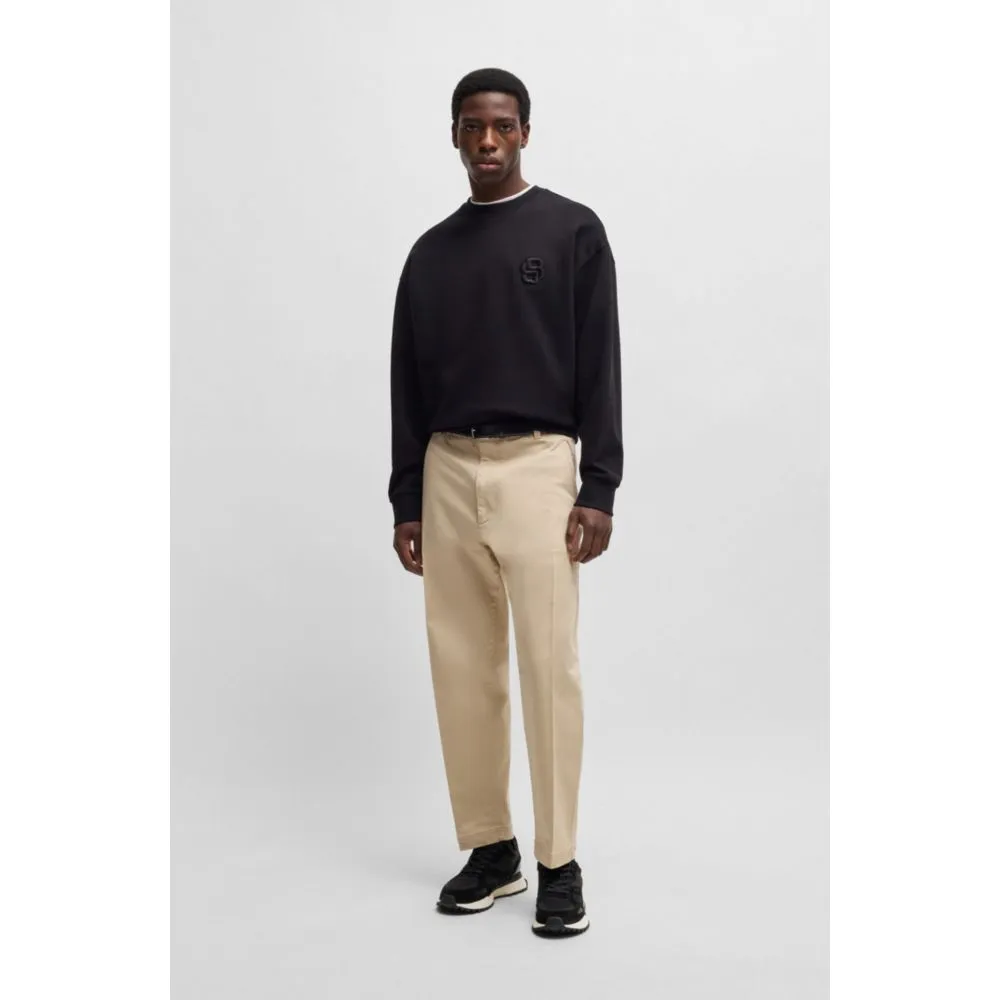 Trainers with knit and burnished-leather trims