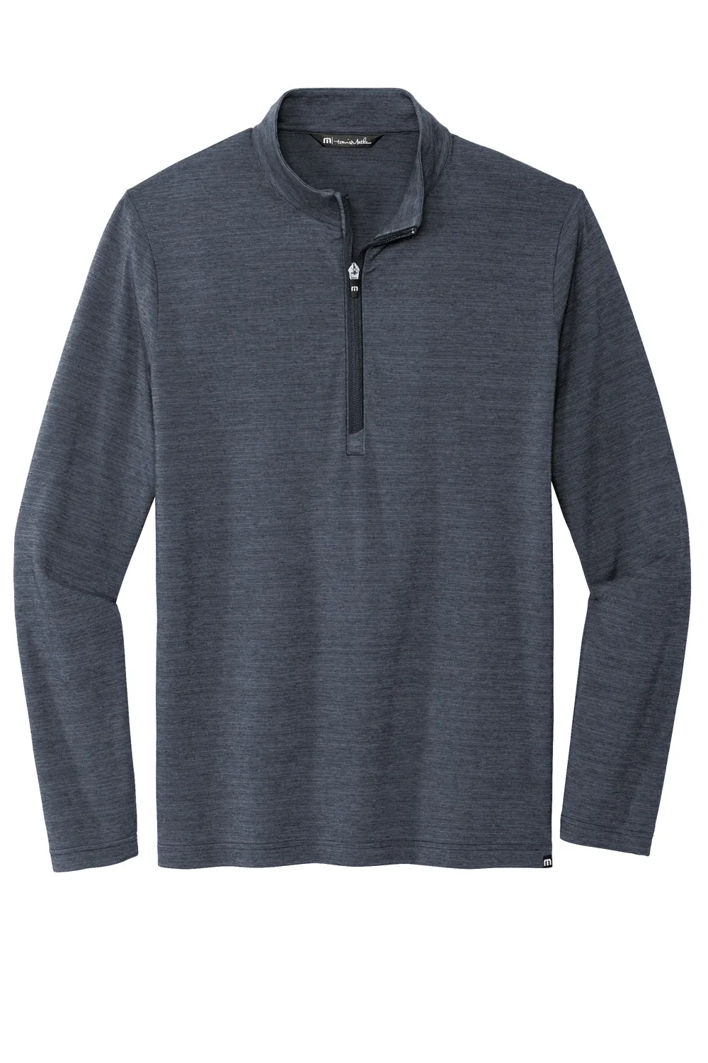 TravisMathew Mens Crestview 1/4 Zip Sweatshirt - Heather Vintage Indigo Blue