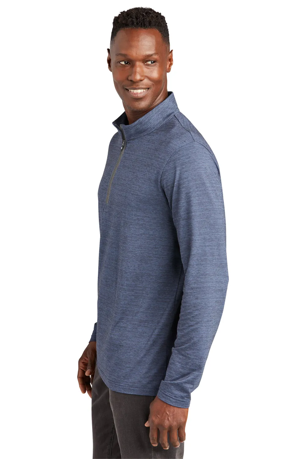 TravisMathew Mens Crestview 1/4 Zip Sweatshirt - Heather Vintage Indigo Blue