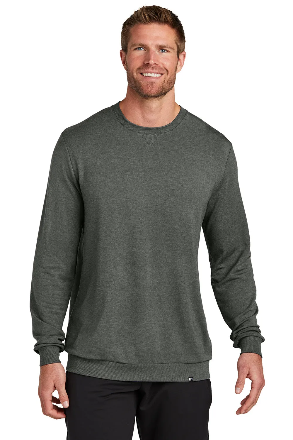 TravisMathew Mens Long Weekend Crewneck Sweatshirt - Heather Dark Grey