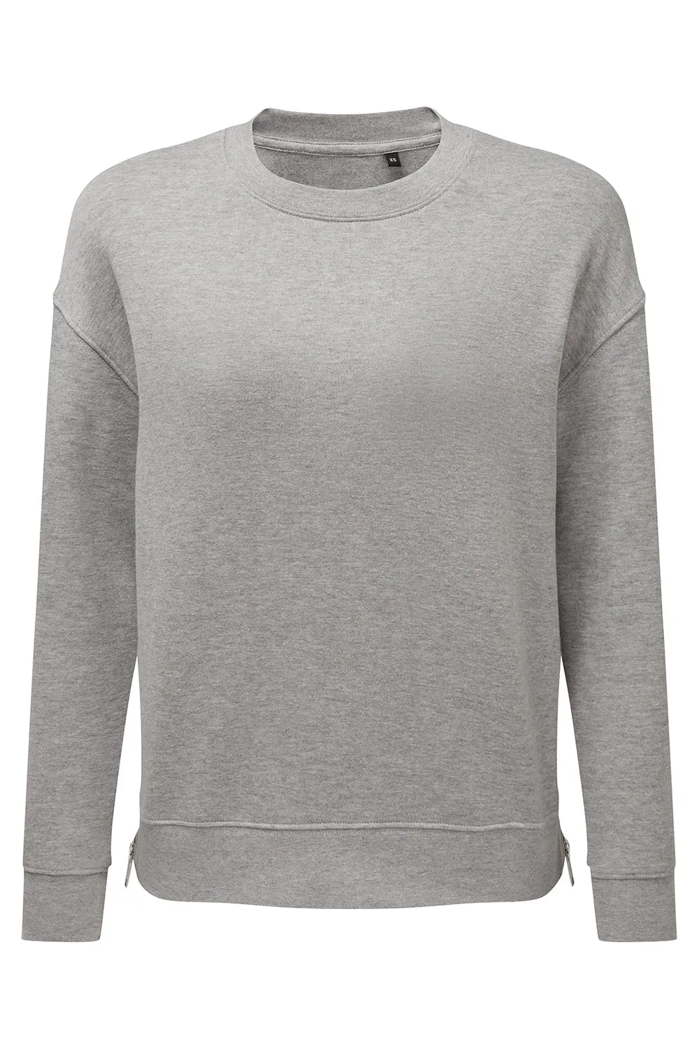 TriDri Womens Billie Side Zip Crewneck Sweatshirt - Heather Grey