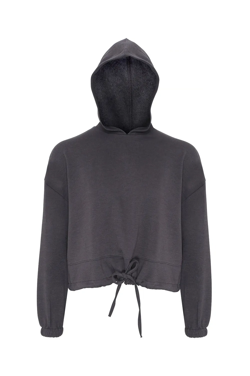 TriDri Womens Maria Cropped Hooded Sweatshirt Hoodie - Charcoal Grey