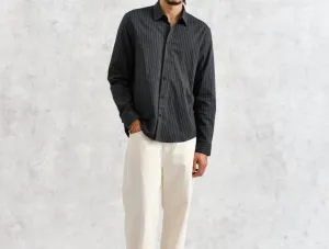 Trin Long Sleeve Shirt In Double Stripe Green/black