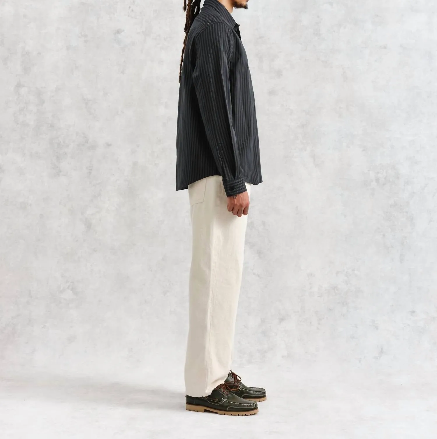 Trin Long Sleeve Shirt In Double Stripe Green/black