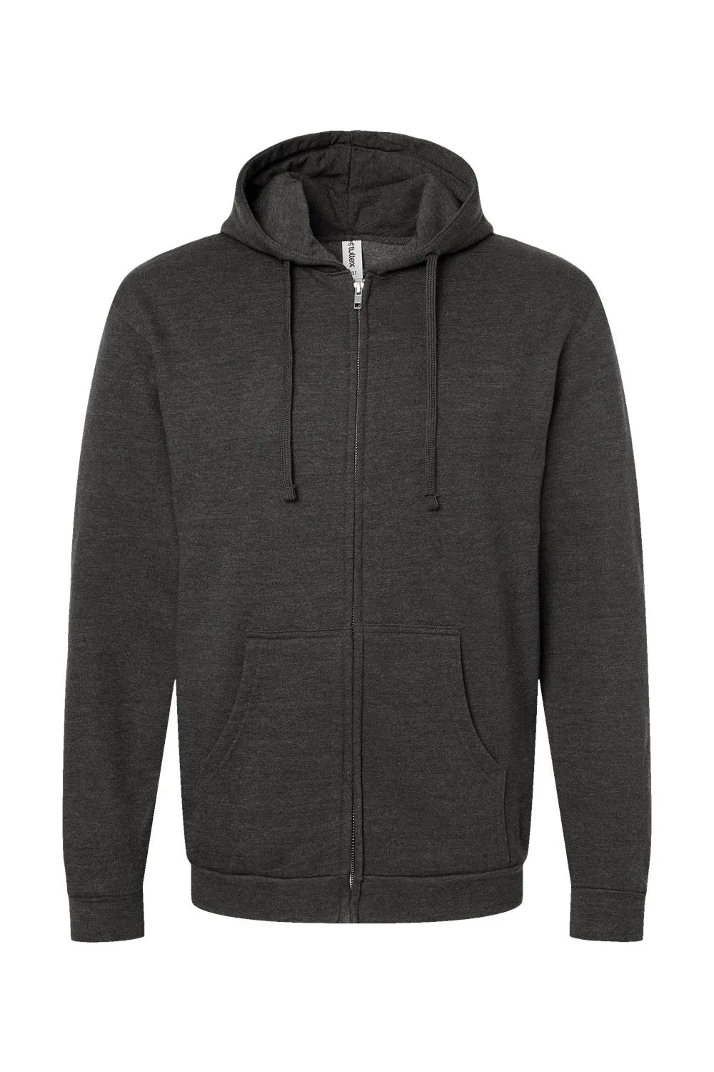 Tultex Mens Full Zip Hooded Sweatshirt Hoodie w/ Pockets - Heather Graphite Grey
