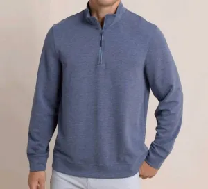 Whyche Interlock Heather Quarter Zip In Dress Blue